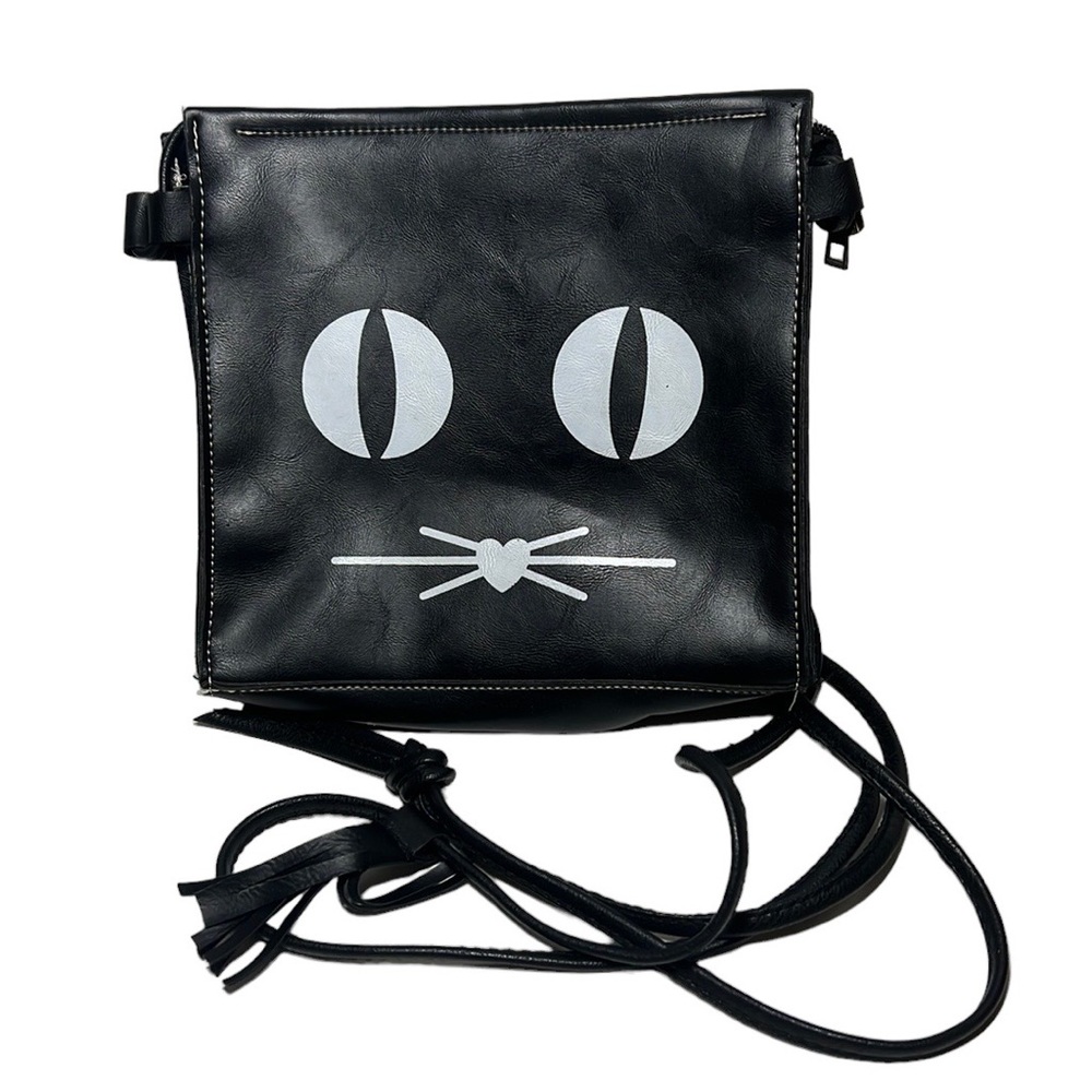 Black cat crossbody purse handbag
